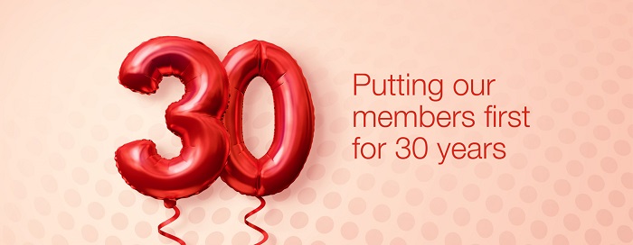 TelstraSuper 30th anniversary. Putting our members first for 30 years