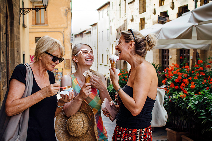 Female Friends Enjoying Italian Ice-Cream