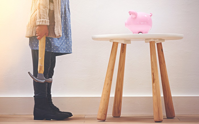 Girl with piggy bank image